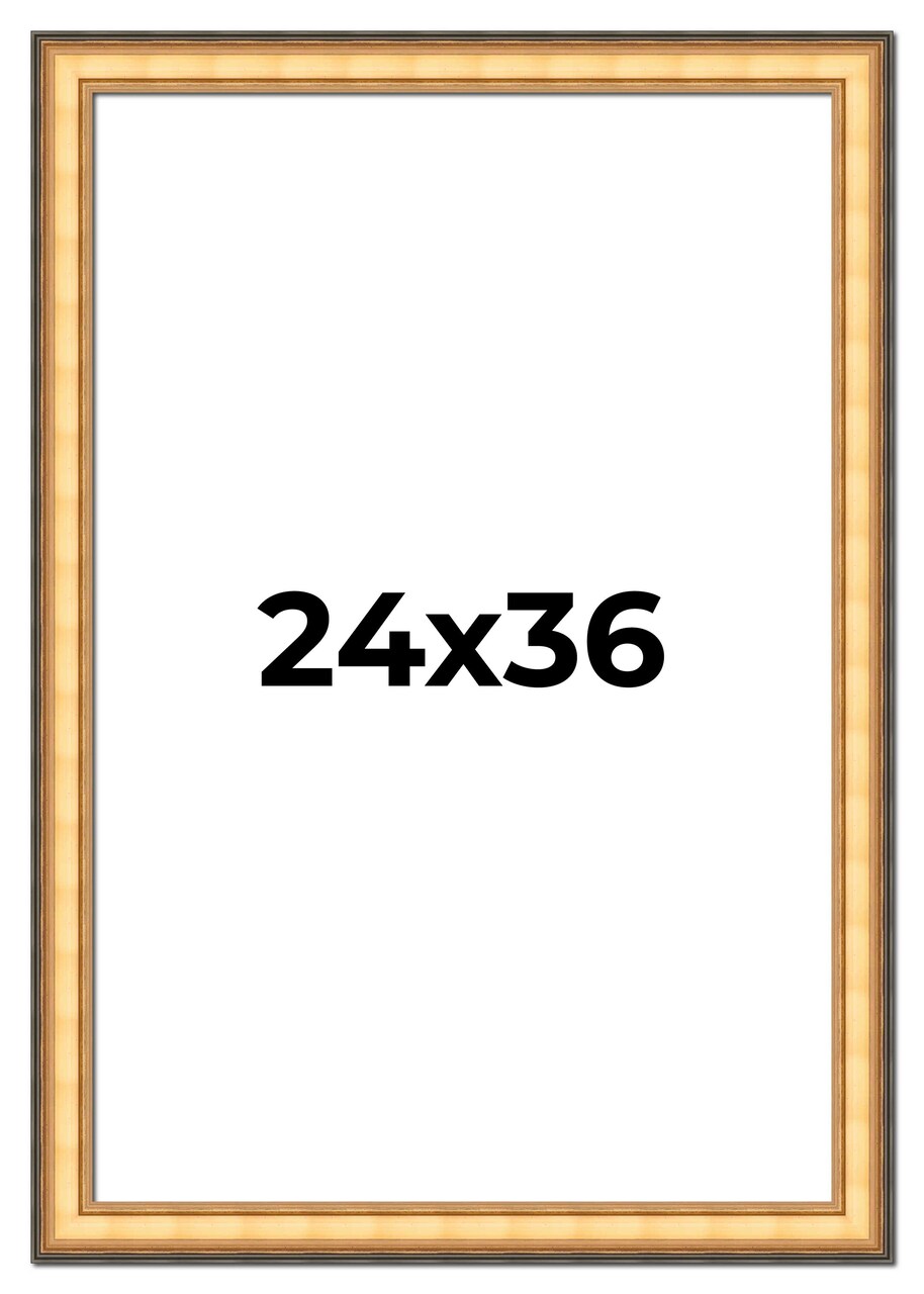 24x36 Traditional Picture Frame with UV-Resistant Acrylic & Acid Free Backing, Available in 3 Finishes - Black, Brown, Gold
